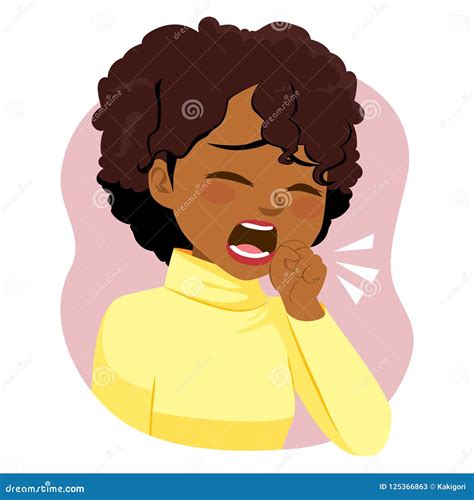 Black Woman Coughing Ill stock vector. Illustration of symptom - 125366863