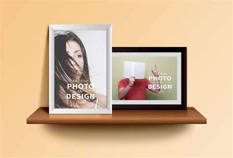 Photo Frames On the Shelf PSD - GraphicsFuel