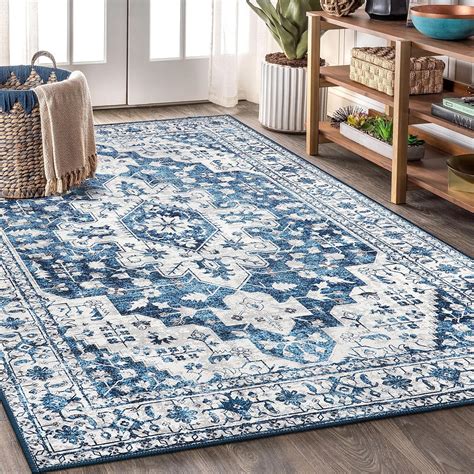 Moynesa Ultra-Thin Washable Area Rug - 5x7 Blue Rugs for Living Room ...