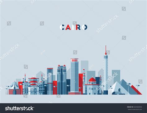 Cairo Skyline Egypt Vector Illustration Flat Stock Vector (Royalty Free ...