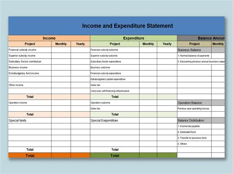 EXCEL of Income and Expenditure Statement.xlsx | WPS Free Templates