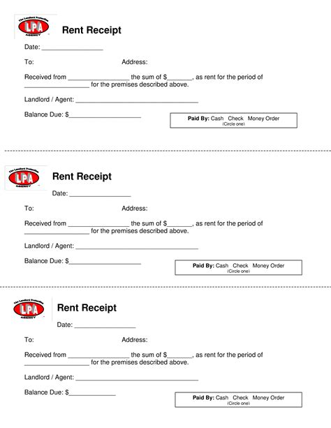 免费 Rental Payment Receipt sample | 样本文件在 allbusinesstemplates.com