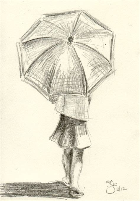 Girl with Umbrella 4x6 Pencil Study