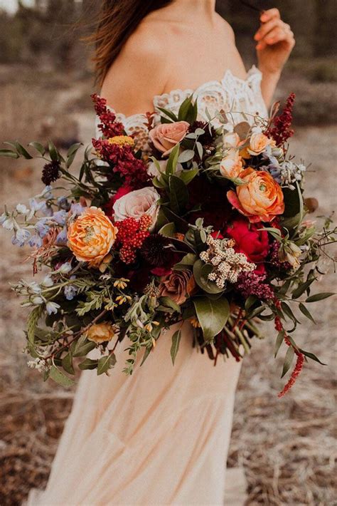 wildflower wedding bouquets autumn bouquets with pink roses orange ...