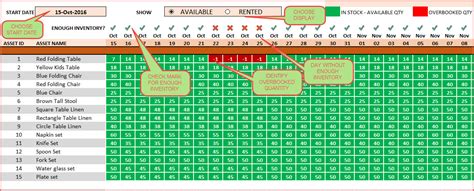 Rental Availability Calendar in Excel for your rental business