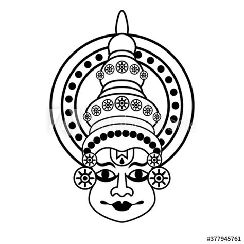 Kathakali mask outline icon. Clipart image isolated on white background ...