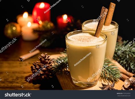 Homemade Traditional Christmas Eggnog Drinks Ground Stock Photo ...