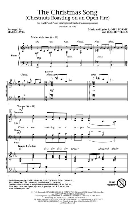 The Christmas Song (Chestnuts Roasting On An Open Fire) | Sheet Music ...