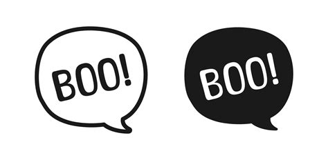 Boo text in speech bubble. Outline and Silhouette design doodle for ...