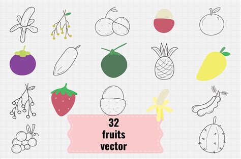 Fruits Hand Drawn Doodle Vector Graphic by Oatmeal · Creative Fabrica