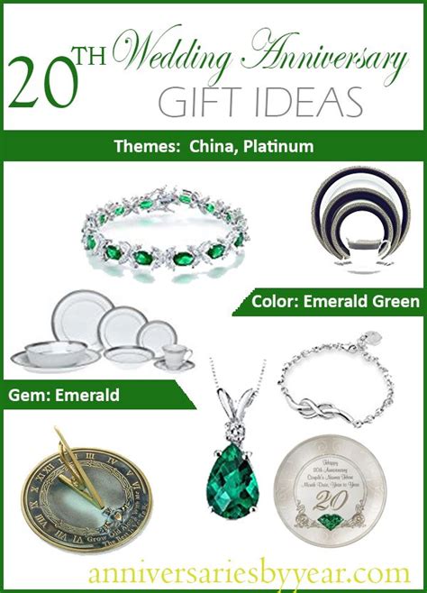 20th Wedding anniversary gift ideas include China, Platinum and Emerald ...