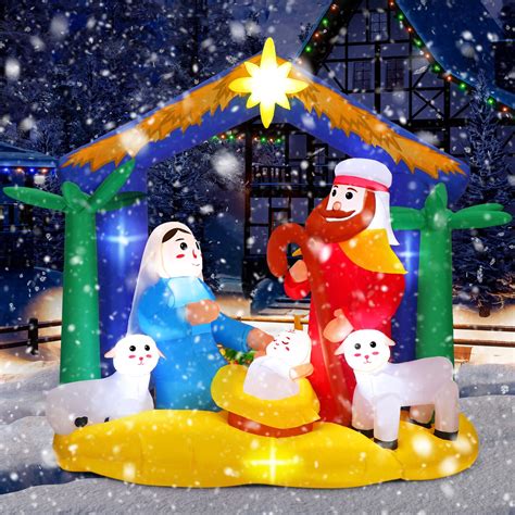 Snapklik.com : 6.6 Ft Christmas Inflatable Nativity Scene Outdoor Built ...