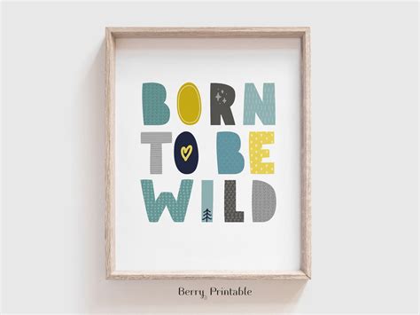 Born to Be Wild Printable Art Kids Room Decor Nursery Wall | Etsy