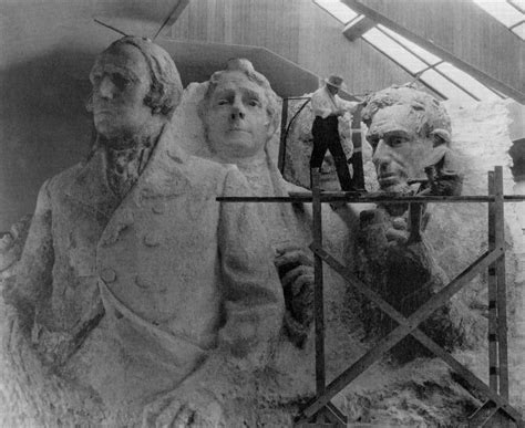 The sculptor of Mount Rushmore, Gutzon Borglum, with a model of the ...