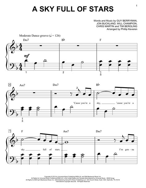 A Sky Full Of Stars (arr. Phillip Keveren) by Coldplay Sheet Music for ...