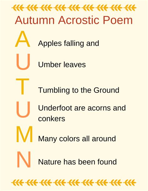 Autumn Acrostic Poems For Kids