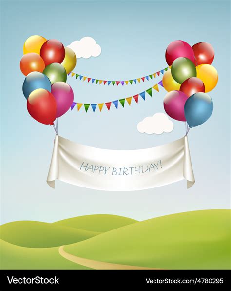 Happy birthday banner with balloons Royalty Free Vector