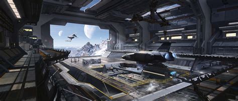 Digital Art Artwork Illustration Science Fiction Hangar Spaceship ...