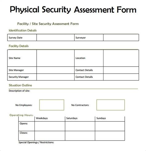 Physical Security Risk Assessment Report Template