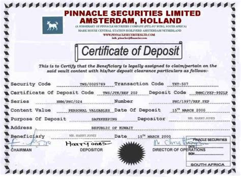 Certificate Of Deposit – certificates templates free