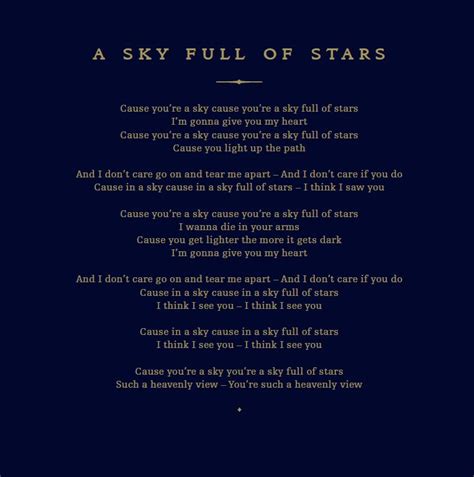 Voir A Sky Full Of Stars Paroles Le Plus