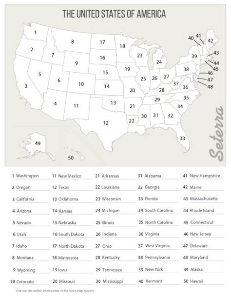 50 States Quiz Printable