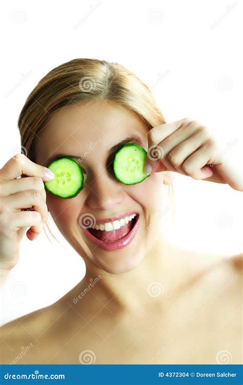 Cucumber face mask stock photo. Image of care, bathrobe - 4372304