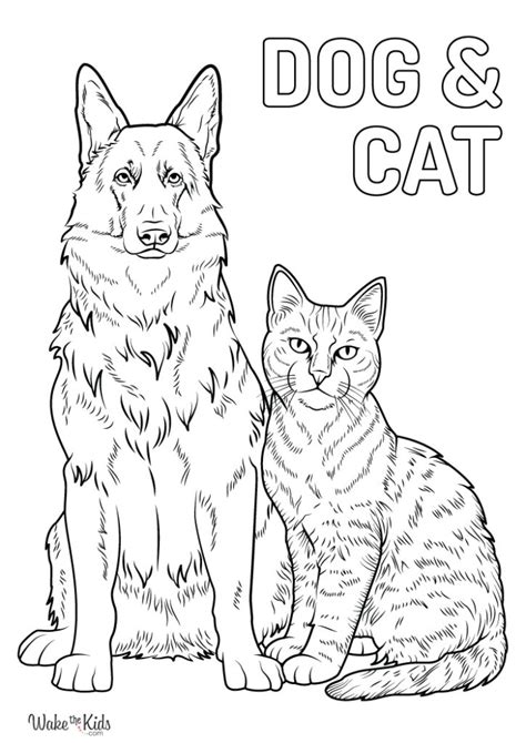 Cat and Dog Coloring Pages (Free Printable PDFs) | WakeTheKids