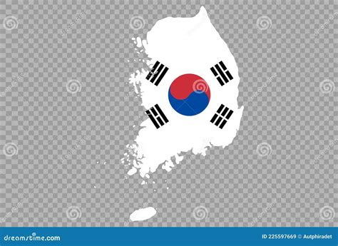 South Korea Flag On Map Isolated On Png Or Transparent Background ...