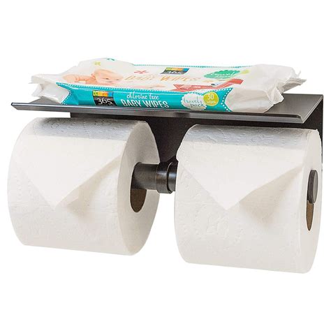 Double Toilet Paper Holder with Phone Shelf, Modern Style – Neater Nest