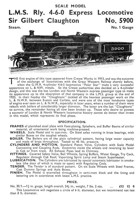 LNWR locomotive 2222 "Sir Gilbert Claughton" (Bing for Bassett-Lowke ...