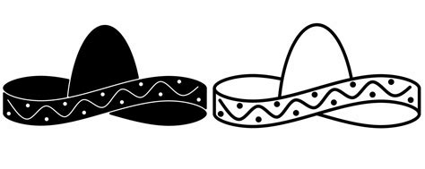 outline silhouette Sombrero Mexican hat icon set isolated on white ...