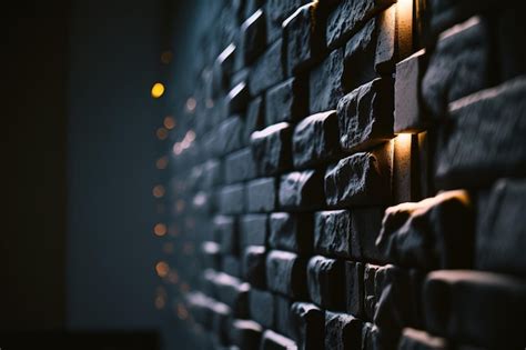 Premium AI Image | A brick wall with lights on the top and a dark ...