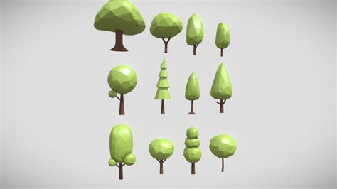 12 low-poly trees pack - 3D model by NEXTUZ3D [f737449] - Sketchfab