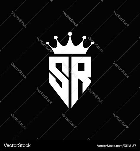 Sr logo monogram emblem style with crown shape Vector Image