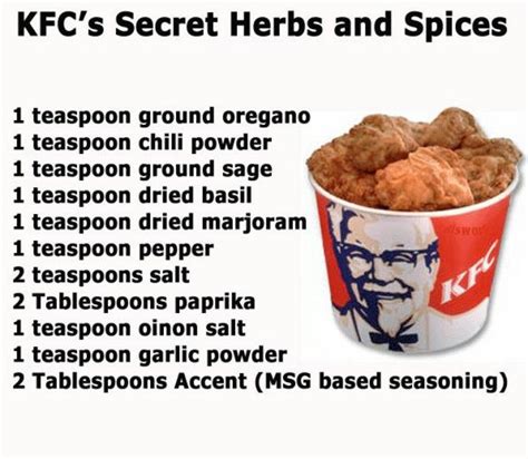 KFC SECRET HERBS & SPICES, minus the msg | Recipes | Pinterest