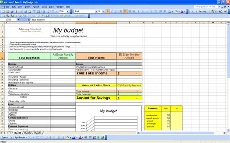 15 Free Personal Budget Spreadsheet – Page 12 – Excel Spreadsheet ...