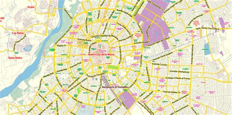 Santa Cruz de la Sierra Bolivia Map Vector Exact City Plan Low Detailed ...