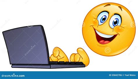 Emoticon with computer stock vector. Illustration of face - 25842786