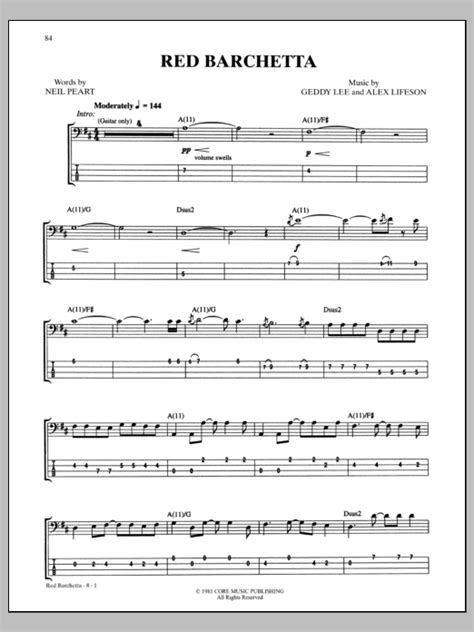 Red Barchetta by Rush - Bass Tab - Guitar Instructor