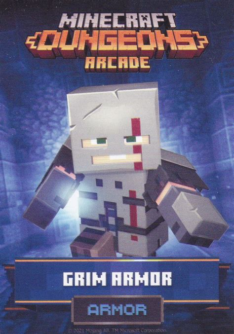 Minecraft Dungeons Arcade Series 1 Card 31 Armor: Grim Armor - Arcade ...