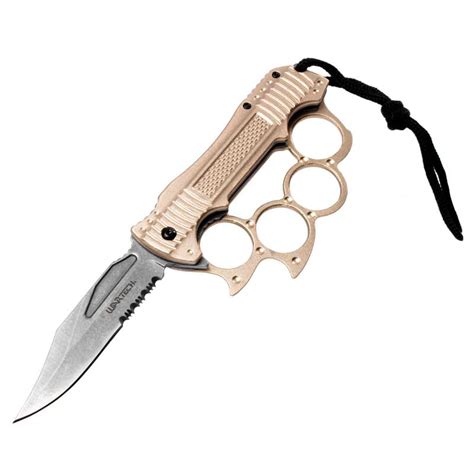 Desert Combat Knuckle Knife - Spiked Knuckle Duster Knife - Brass ...