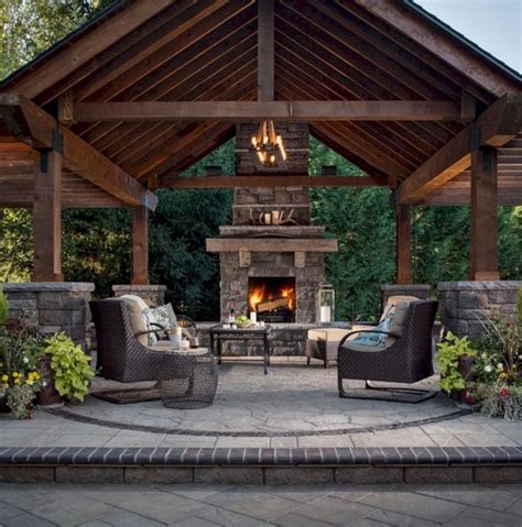 31 Cozy Gazebo Design Ideas - Homiku.com | Rustic outdoor fireplaces ...