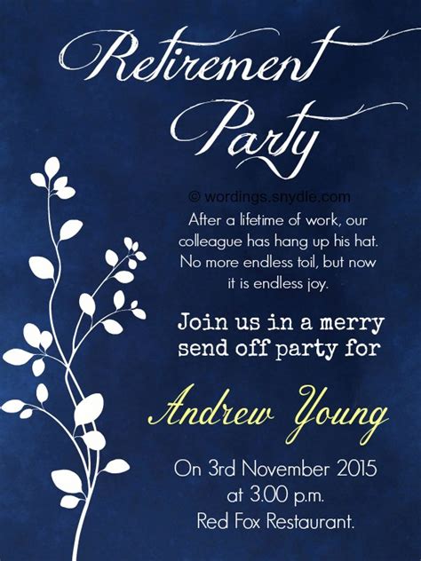 Retirement Party Invitation Wording Ideas and Samples - Wordings and ...