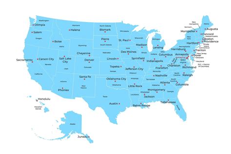 Map of United States of America with states and capital cities. 1873014 ...