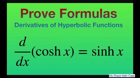 Prove derivative of cosh x = sinh x using definitions of hyperbolic ...