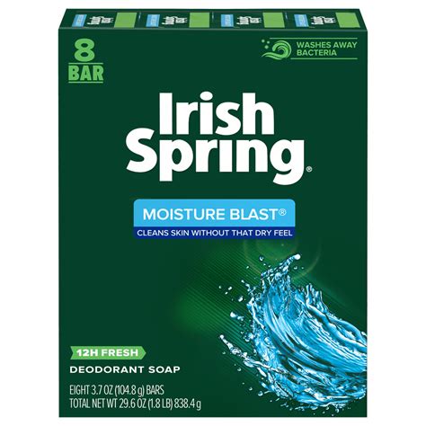 Irish Spring Moisture Blast, Moisturizing Bar Soap, 3.7 Ounce, 8 Bar ...