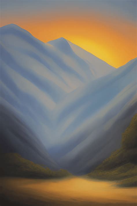 Sunrise in the Mountains Painting · Creative Fabrica