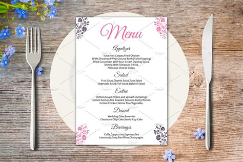 Wedding Menu Card Template | Stationery Templates ~ Creative Market