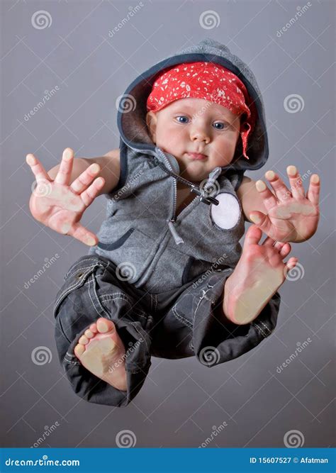 Baby boy in rap style stock image. Image of hood, blue - 15607527